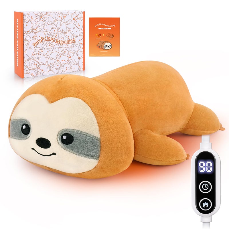 Electric Heating Pad for Period Pain Relief Plush Sloth Heating Pad Cramps USB Powered Cuddly Soft 14" Animal Plush Heat Pad Electric Heat Pad for Neck Shoulder Back Animal Shaped Heated Pad